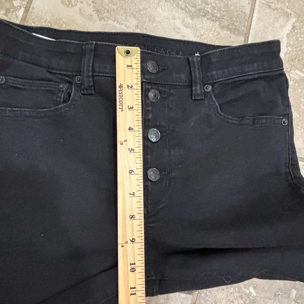American Eagle Festival Flare Jeans Black High Rise Button Fly Womens 12 Regular - Picture 11 of 13